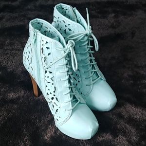 Teal platform boot heels